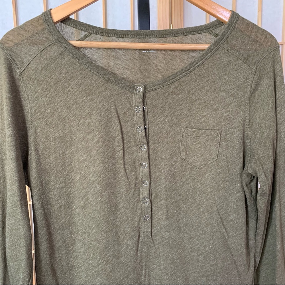 GAP Olive Drab Basic Long Sleeve Tee - image 3